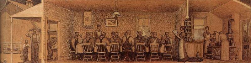 Grant Wood The Thresher-s supper china oil painting image